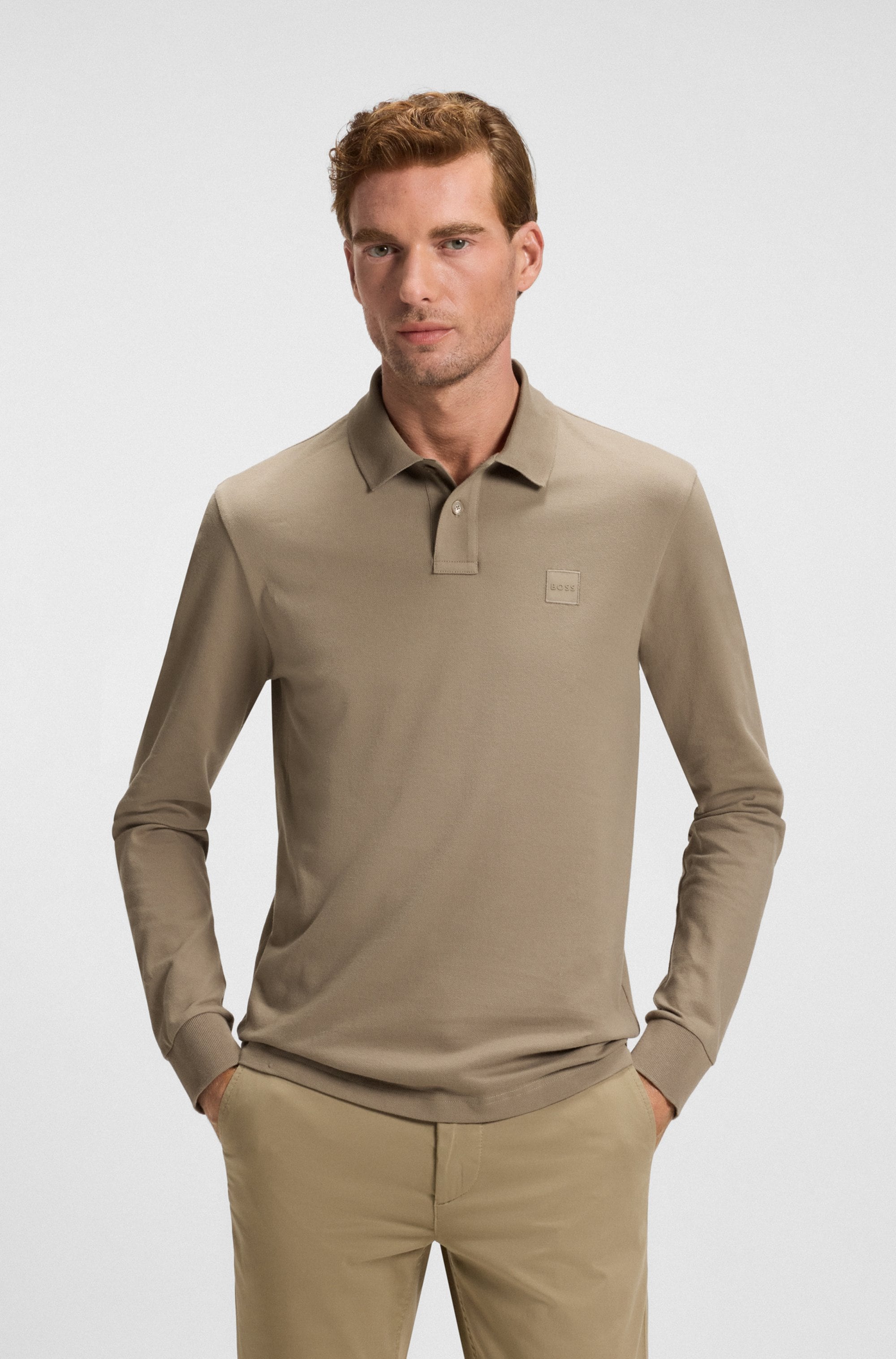 Poloshirt BOSS ORANGE "Passerby", Herren, Gr. XXL, grün (open grün346), Jersey, Obermaterial: 95% Baumwolle, 5% Elasthan, körpernah hüftbedeckend, hoch geschlossener Ausschnitt, eingesetzt elastischer Bund, Shirts, mit BOSS-Logobadge