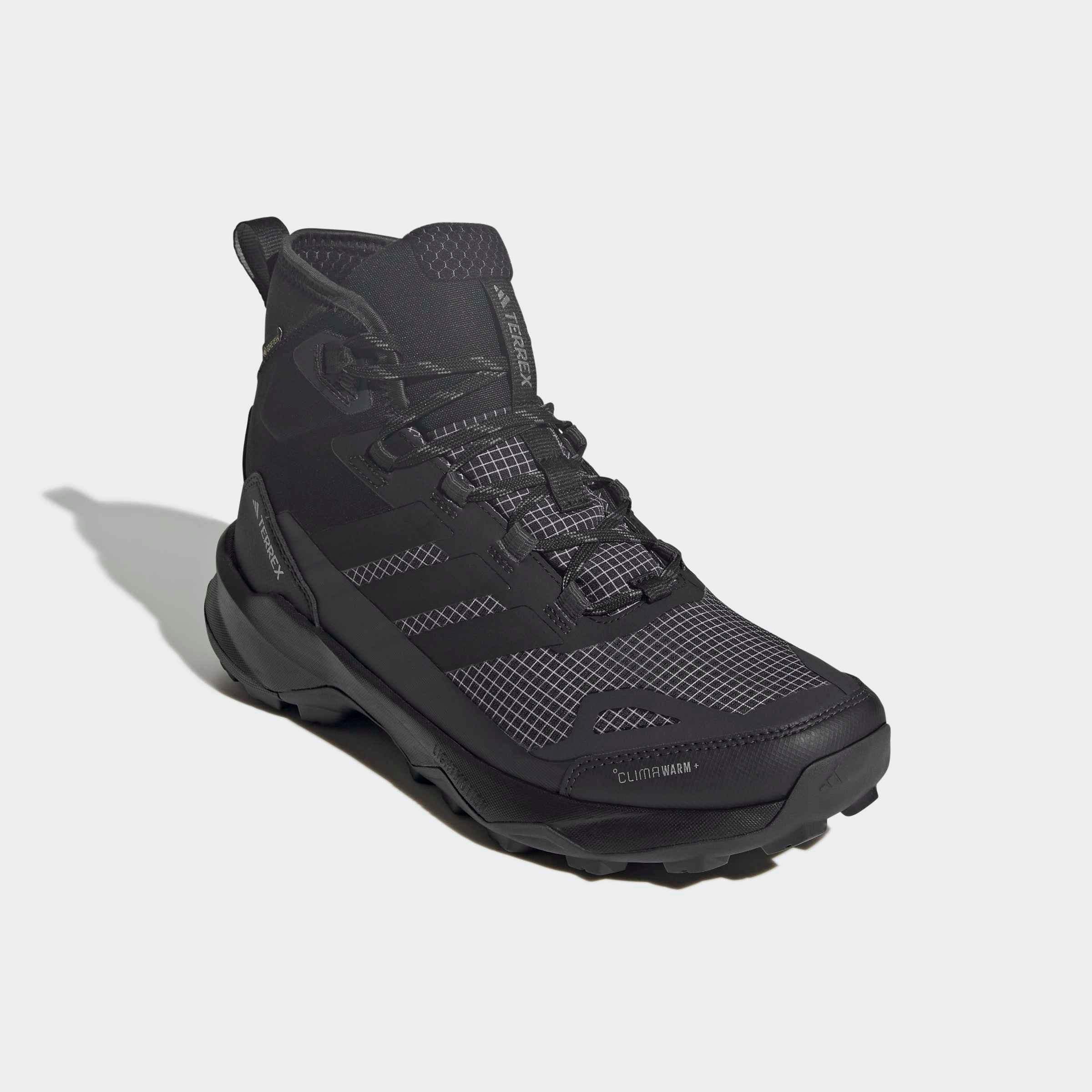 Wanderschuh ADIDAS TERREX "TERREX SKYCHASER AX5 MID GORE-TEX CLIMAWARM+", Herren, Gr. 47, schwarz (core schwarz, core schwarz, carbon), Synthetik, Textil, Schuhe Wanderschuh, wasserdicht und wärmend