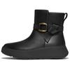 Plateaustiefelette FITFLOP "F-MODE SQUARE-RING", Damen, Gr. 39, schwarz, Leder, casual, Schuhe, Boots, Chunky Boot mit Plateausohle