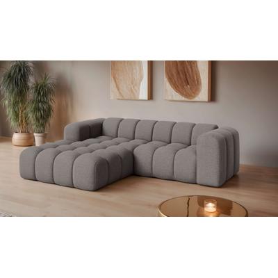 Ecksofa OTTO HOME "KALLIE Design-Sofa mit Wellenunterfederung, Bubble-Optik, 248/186/72cm", grau (taupe), B:248cm H:72cm T:186cm, 100% Polyester, Sofas, moderne Steppung, hoher Sitzkomfort und modernes Design Image
