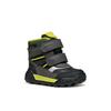 Winterboots GEOX "B TREKKYUP BOY B ABX", Kinder, Gr. 23, schwarz (schwarz, grün), Lederimitat, Textil, sportlich, Schuhe, Winterstiefel mit Warmfutter, Größenschablone zum Download