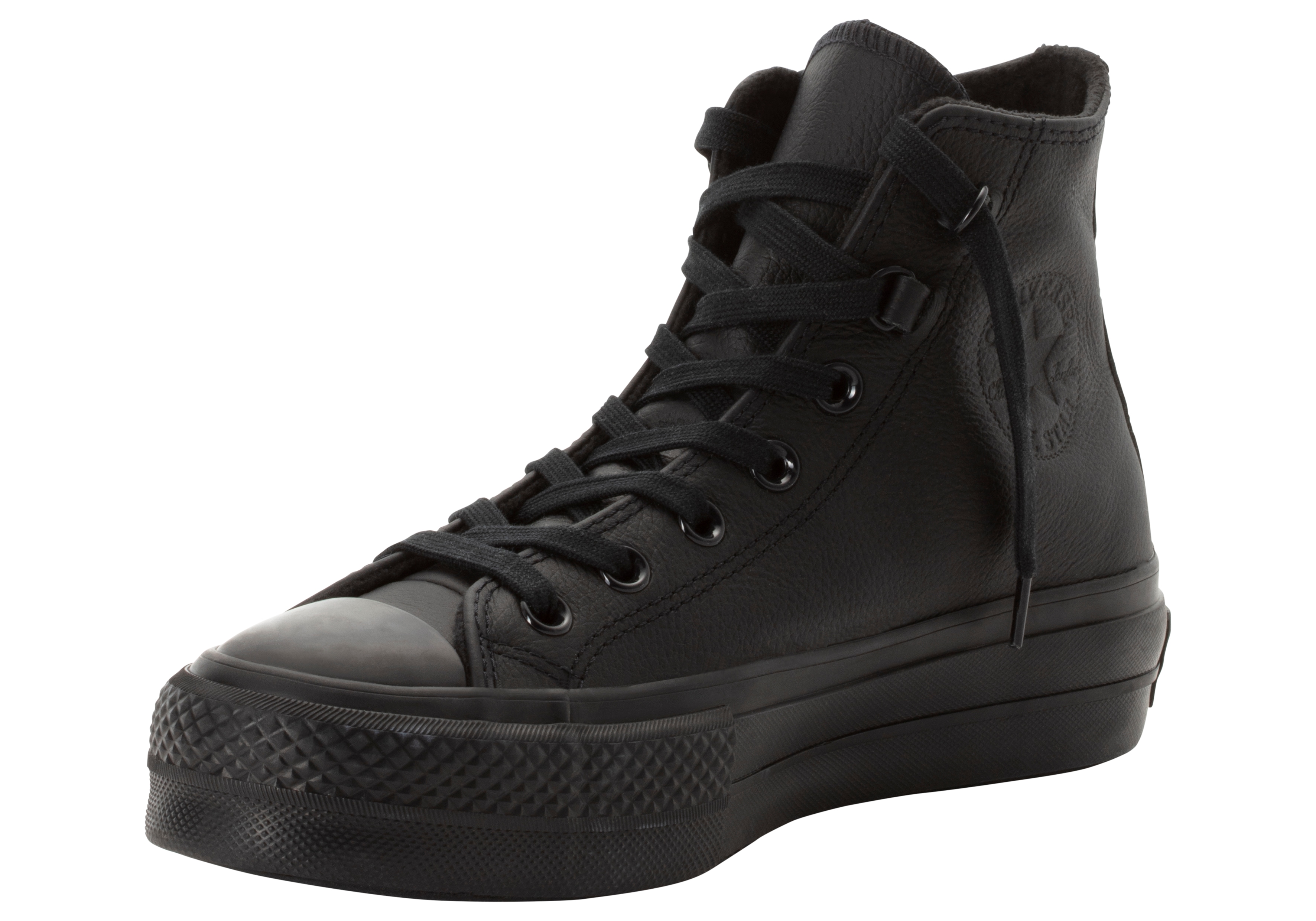 Sneaker CONVERSE "CHUCK TAYLOR ALL STAR LIFT PLATFORM LEATHER", Herren, Gr. 37, schwarz (schwarz, schwarz, schwarz), Leder, Schuhe Sneaker