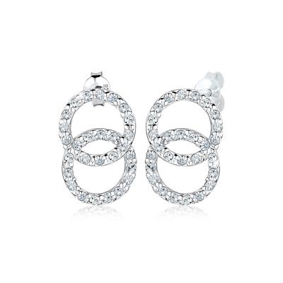 Paar Ohrstecker ELLI "Kreis Geo Trend Kristalle 925 Silber", weiß, Ohrringe, Damen, OneSize,mit Steinen, Silber 925 (Sterlingsilber) Image