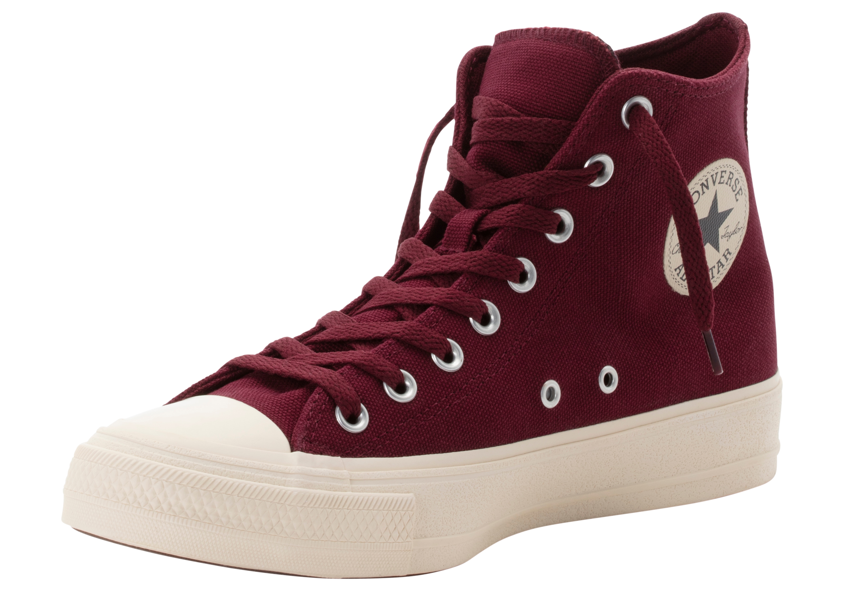Sneaker CONVERSE "CHUCK TAYLOR ALL STAR DURABLE", Gr. 45, rot (deep bordeaux, natural ivory), Textil, Schuhe