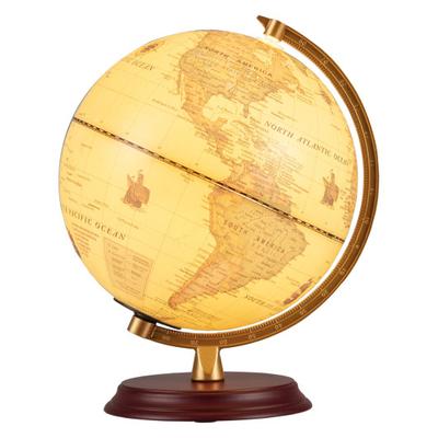 Costway 8 Inch Illuminated World Globe Night Light up Globe Lamp with Wooden Stand and HD Map-Brozen