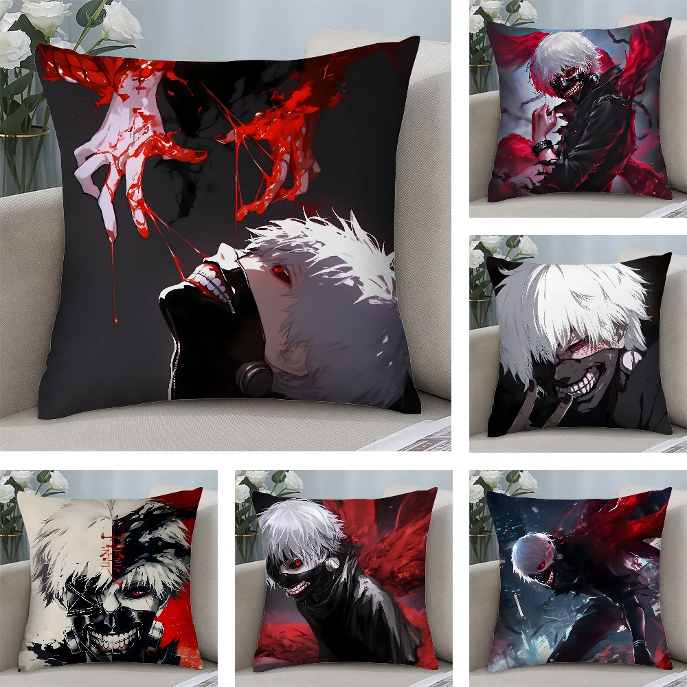 Tokyo G-Ghoul K-Kaneki Ken Kissenbezug, Plüschstoff, weicher doppelseitiger Druck, Sofa-Kissenbezug, Überwurf-Kissenbezüge Image