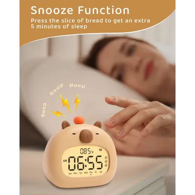 Cute Capybara Alarm Clock LED Digital Alarm Clock for Kids Sleeping Night Light Rechargeable Timer Desktop Decoration Clock