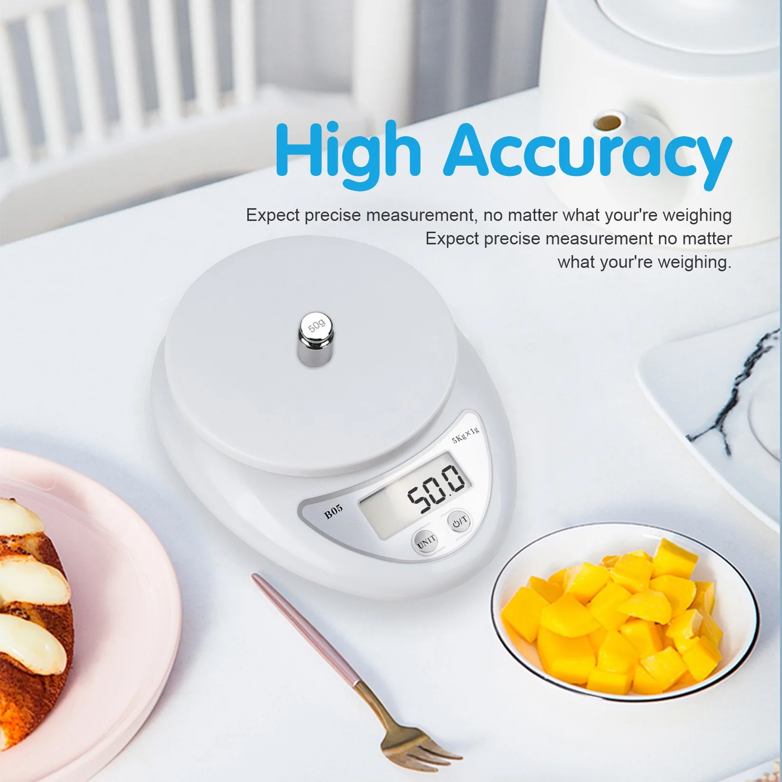 1Pc 5kg Mit Tablett Tragbare Digitale Waage Waagen Lebensmittel Balance Messen Gewicht Küche LED Elektronische Waagen Küche werkzeuge Image