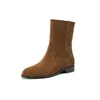 2025 neue Herbst Winter Kuh Wildleder Frauen Stiefel Mode Niedrigen Ferse Runde Kappe Frauen Schuhe Kurze Stiefel Western Stiefel