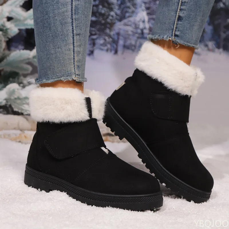 Elegante, minimalistische Damen-Schneestiefel für den Winter, neue modische, vielseitige Wildleder-Stiefel mit dicken Sohlen, warme, bequeme Damenstiefel