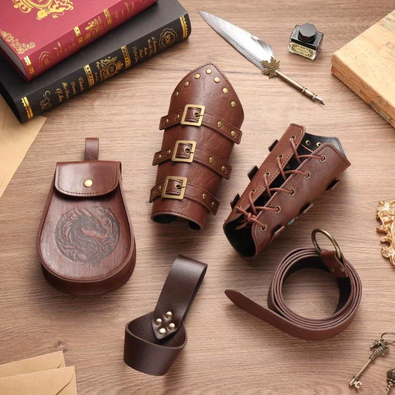 Mittelalterliches Renaissance-Wikinger-Kostümset für Männer und Frauen, LARP-Accessoires, Partyaufführungen, Karneval, Halloween-Outfit Image