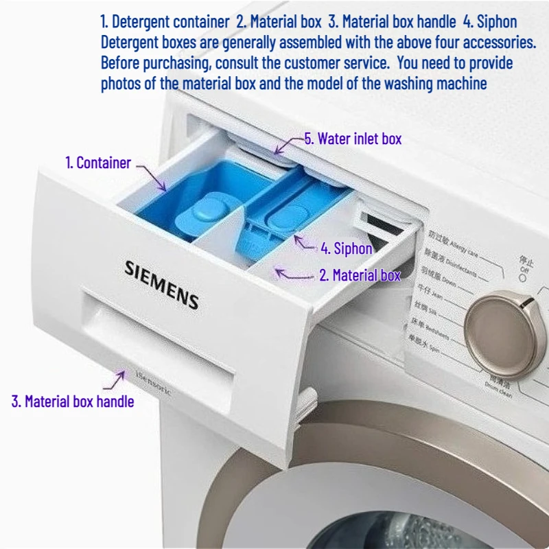 1PCS Washing Machine Laundry Detergent Drawer for Bosch Siemens Drum Washing Machine Drawer Handle Siphon Replacement Parts