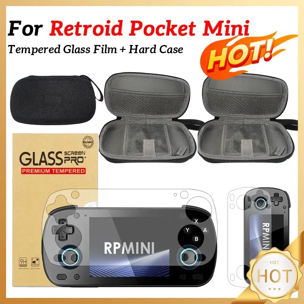 Für Retroid Pocket Mini Displayschutzfolie aus gehärtetem Glas, kratzfeste Aufbewahrungstasche für Spielkonsolen für Retroid Pocket Mini Image
