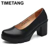 Plus Größe 34-43 runde Block absätze Pumps Damenschuhe 2023 Frühling flache Med Ferse schwarz formelle Kleid Schuhe elegante Büros chuh