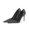 Damen 32-45 Größen Schwarz Sexy High Heels Echtes Leder Schlanker Absatz Flacher Schnitt Neue Mode Vielseitige Schuhe