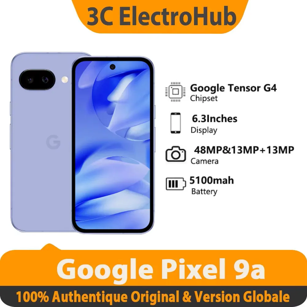 Neues Google Pixel 9a, 6,3 Zoll, 1080x2424, POLED, 120Hz 5100mAh. Google tsor G4 Titan m2, 8G RAM, 128/g Smartphone