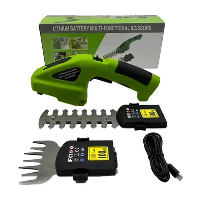 2 in 1 Cordless Electric Hedge Trimmer Rechargeable Handheld Household Lawn Shrub Weeding Pruning Mower Garden Tools Hedge Shear