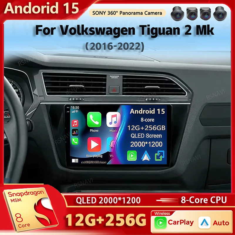 Android 15 Auto Radio Multimedia-Player Für Volkswagen Tiguan 2 Mk 2016-2022 Auto Carplay Auto Stereo DSP wifi + 4G Ai stimme 2 Din Image