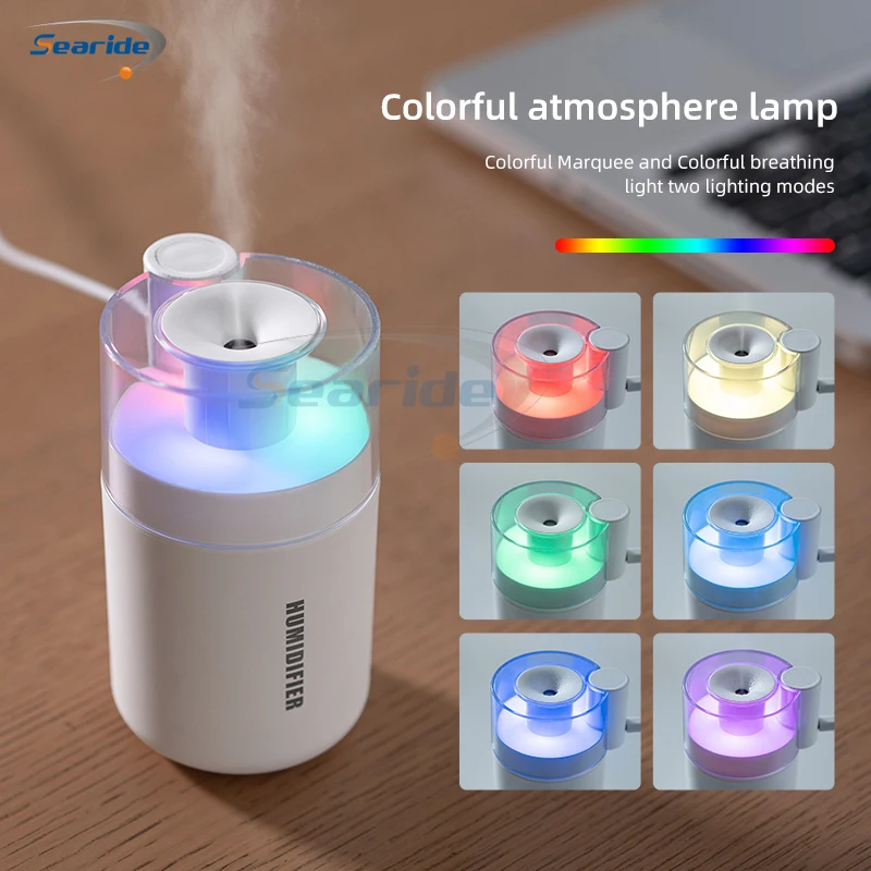 180ML Mini Luftbefeuchter USB Elektrische Aroma Ätherisches Öl Diffusor Große Spray Nebel Maker Farbe Licht für Auto Hause schlafzimmer Image