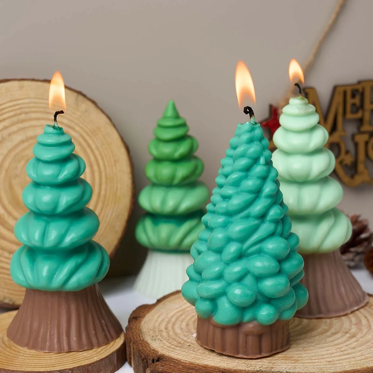 3D Weihnachtsbaum Silikon Kerze Form DIY Gips Zement Gussformen Aromath Seife Harz Handwerk Machen Weihnachten Dekor Liefert Image