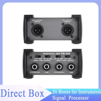 4 Channels Passive DI-Box Unit Hum Eliminator 1/4'' instrument Direct Box to XLR Professional Impedance Transform Audio Isolator