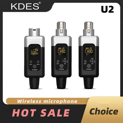 KDES U2 48V/0V UHF Wireless Microphone Converter XLR Transmitter and Receiver Microphone Wireless System for All Kind Microphone