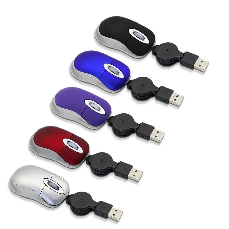 Tragbare Mini-Maus mit Kabel, einziehbar, Computer-Maus, kleine Hand, USB, optisch, 1000 DPI, Büromäuse für PC, Laptop, Notebook für Kinder Image