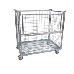 Oswald Transportgeräte Gitteraufsatzrahmen verzinkt auf Stahlrollplatte, Nutzhöhe 1.200 mm, 100 x 100 Drahtmaschung, 800 x 1.200 x 1.385 mm, 500 kg Image
