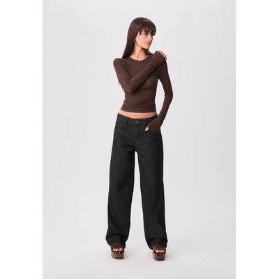 Stradivarius Loose baggy jeans BLACK DENIM WASHED EFFECT 4