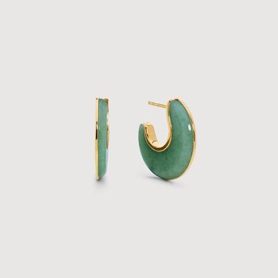 Gold Kate Young Reversible Gemstone Hoop Earrings Green Aventurine