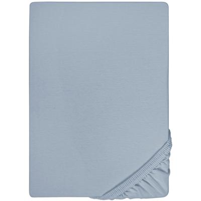 Spannbettlaken BIBERNA "Marc", blau (bleu), B:140-160cm L:200cm, Jersey, Obermaterial: 100% Baumwolle, Laken, aus Baumwolle, für Matratzen bis 22 cm Höhe, Bettlaken, Spannbetttuch Image