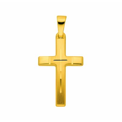 Kreuzkette ADELIA´S "Halskette - Kreuzkette mit Kreuz Anhänger aus 585 Gold", gold, Halsketten, Damen, Gelbgold 585-Gold, Gelbgold 585, Gold, Schmuckset mit bis 45 cm stufenlos verstellbarer 925 Silber Halskette Image