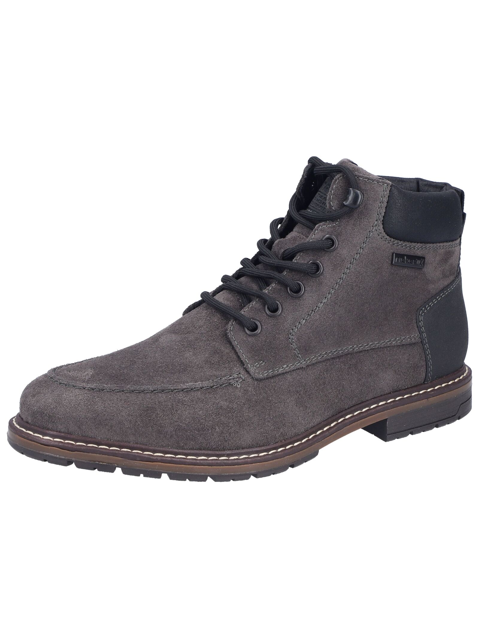 Schnürstiefelette RIEKER "Rieker Stiefelette Leder", Damen, Gr. 40, asphalt, Leder, Schuhe Schnürstiefelette