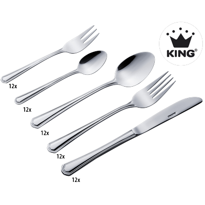 Besteck-Set KING "»Düsseldorf«", silber (edelstahlfarben), 60 tlg., Edelstahl 18/0, Essbesteck-Sets, Besteck im zeitlosen Design Image