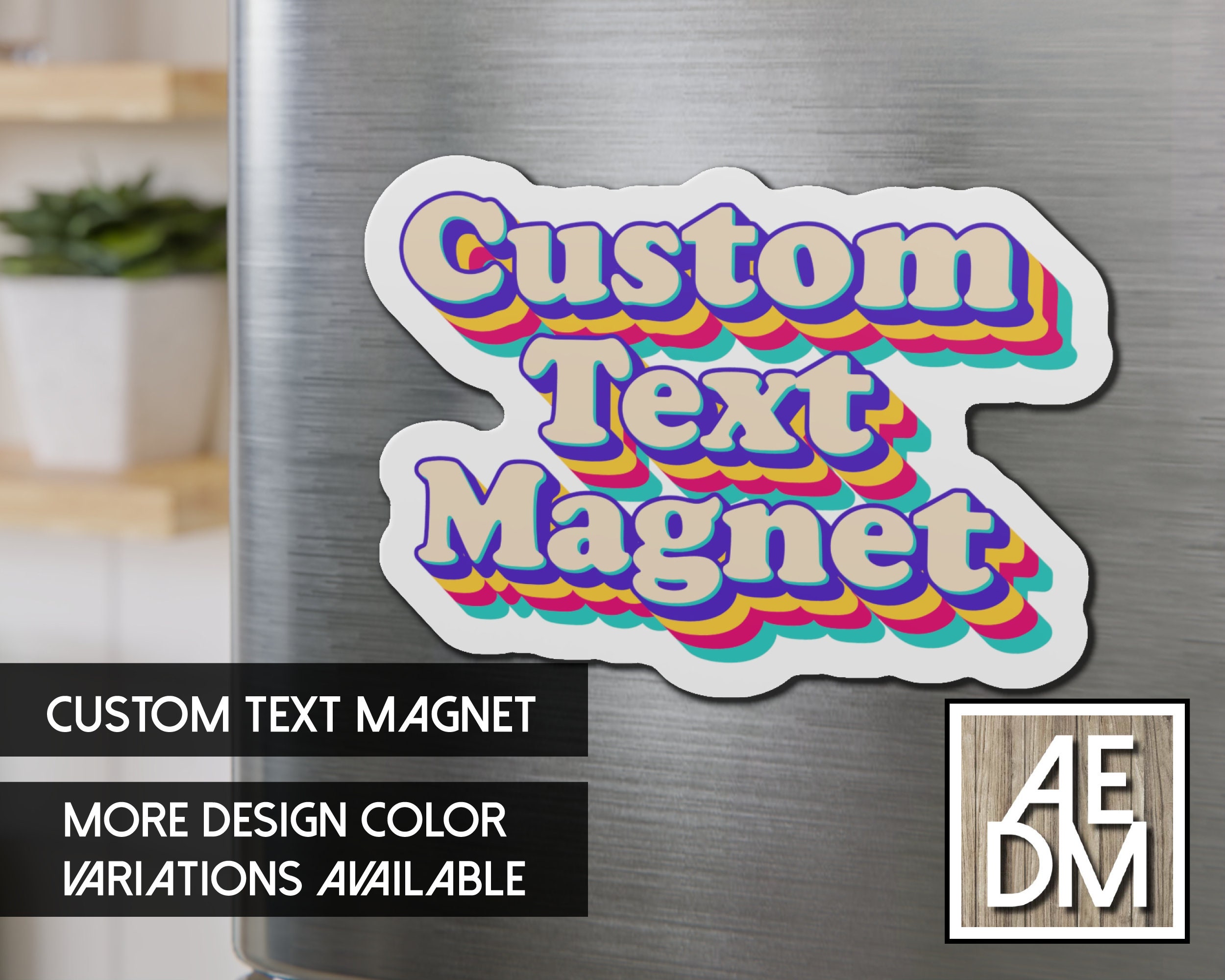 Magnete con testo personalizzato, magnete con nome personalizzato, magnete con nome personalizzato retrò, magnete personalizzato, magnete per armadiet