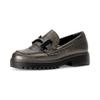 Loafer GABOR "FLORENZ", Damen, Gr. 40, grau, Glattleder, unifarben, modisch, Schuhe, Blockabsatz, Slipper, Businessschuh in Bequemweite G (= weit)