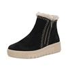 Winterboots REMONTE "Elisabeth Hurley-Collection", Damen, Gr. 44, schwarz (schwarz, beige), Veloursleder, casual, Schuhe, Winterstiefelette, Plateauboots mit Fellimitat-Besatz und Softfußbett