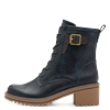 Winterboots MARCO TOZZI, Damen, Gr. 38, blau (navy, braun), Lederimitat, unifarben mit Farbeinsatz, used, modisch, Schuhe, Blockabsatz, Schnürboots, Stiefelette mit Kontrast-Rahmennaht