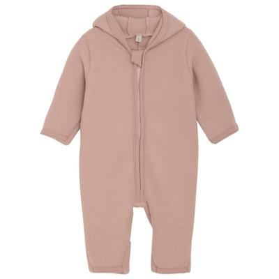 Huttelihut - Baby's Pram Suit Bear Ears Wool Fleece - Overall Gr 92 braun/rosa Image