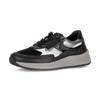 Keilsneaker GABOR "COMO", Damen, Gr. 42, silber (schwarz, weiß, silberfarben), Textil, Kalbsleder, unifarben mit Farbeinsätzen, sportlich, Schuhe, Plateau, Schnürschuh, Halbschuh, in Extraweite K