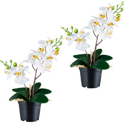 Kunstorchidee CREATIV GREEN "Orchidee Phalaenopsis", weiß, H:28cm, Kunststoff, Kunstpflanzen, mit real-touch-Blüten Image