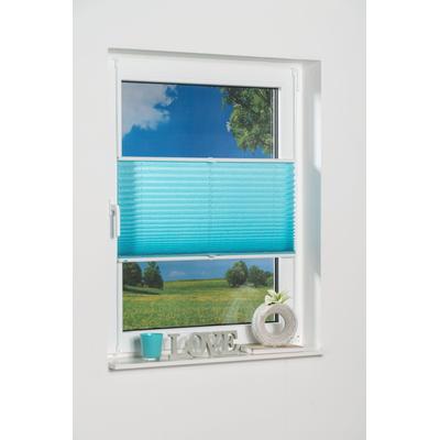 Plissee K-HOME "Klemmfix Pisa" Gr. 1, blau (eisblau), B:40cm H:130cm, Obermaterial: 100% Polyester, Plissees, Crushed-Optik Image