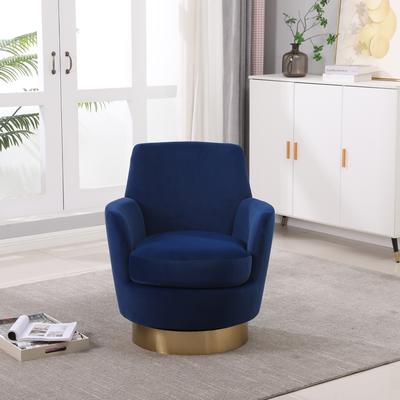 Velvet Swivel Barrel Chair with Gold Base & High-Density Foam