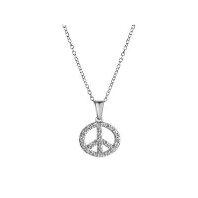 Celesta Silber Halskette Boho Peace mit Kette 42+3cm 925 Silber Zirkonia weiss Image