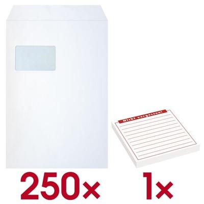 OTTO Office 250 Versandtaschen C4 mit Fenster inkl. Haftnotizblock »Nicht vergessen!« 100 x, 32.4x22.9 cm Image