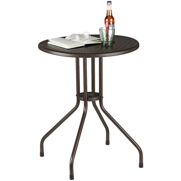 relaxdays Gartentisch in Rattan-Optik braun ø60 cm braun