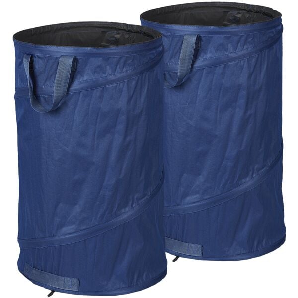 relaxdays Laubsack 120 Liter Pop Up blau 2 Stück wiederverwendbar blau