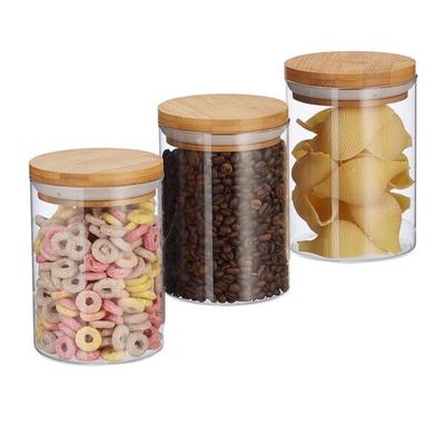 relaxdays 3er-Set Vorratsdose aus Glas 600 ml NANaturrazitur Image