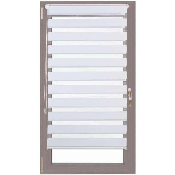 relaxdays Doppelrollo Klemmfix ohne bohren 60 x 156 cm weiß weiß