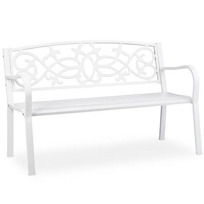 relaxdays Vintage Gartenbank für 2 Personen weiß weiß, 120 cm Image